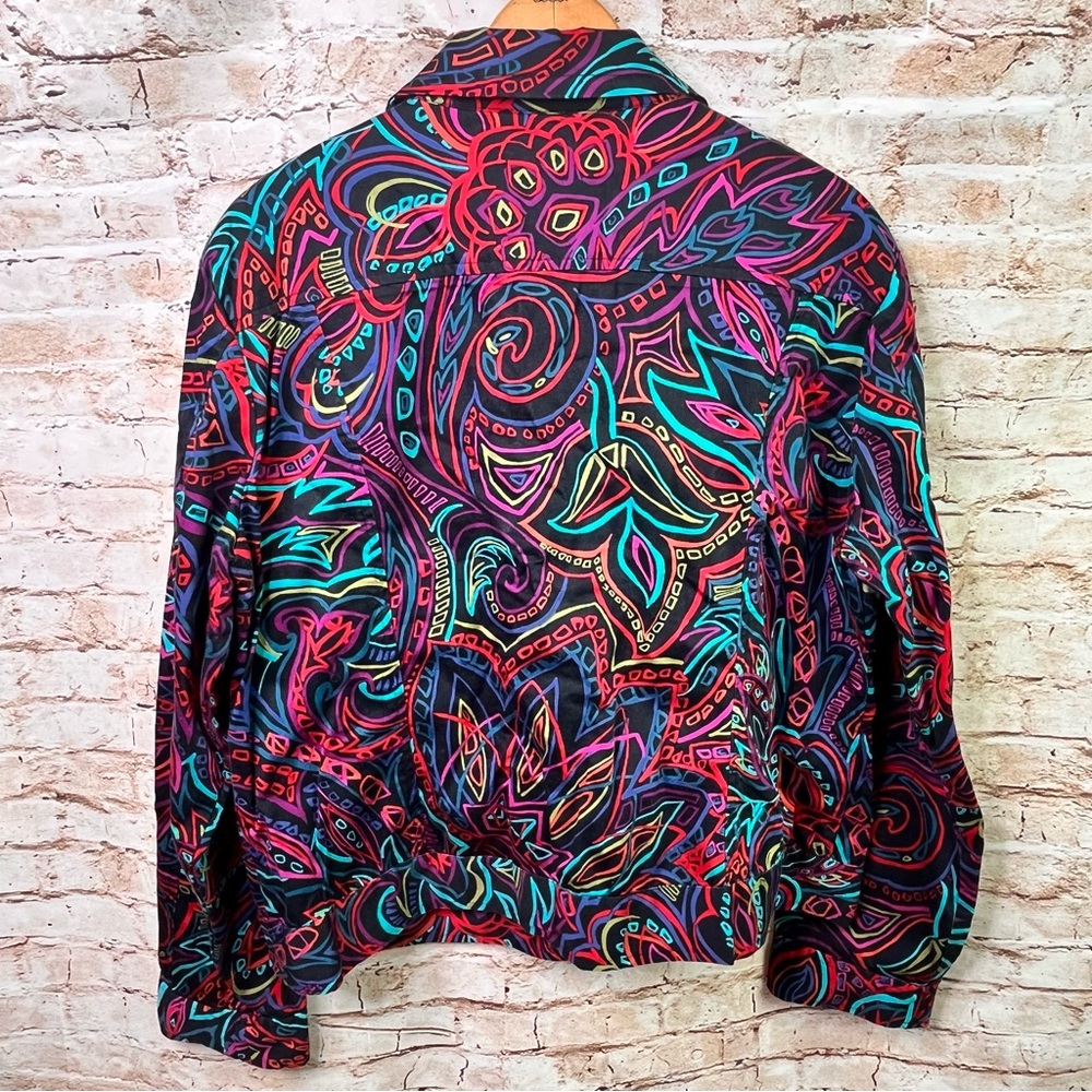 Chico’s Vibrant Multicolor Patterned Jacket Large… - image 2